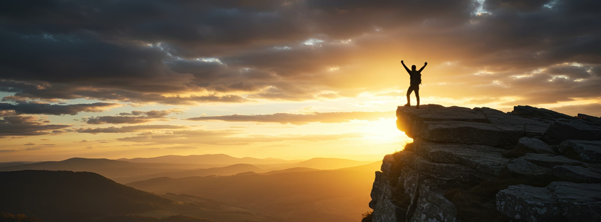 Mountaineer reaching the summit